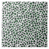 Elegant Green Glitter Black Leopard Animal Print Tegeltje (Voorkant)