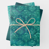 Elegant Green Glitter Damask Gift Inpakpapier Vel (In situ)