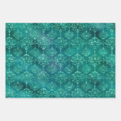 Elegant Green Glitter Damask Gift Inpakpapier Vel (Voorkant)