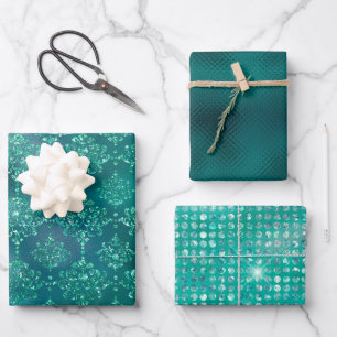 Elegant Green Glitter Damask Gift Inpakpapier Vel