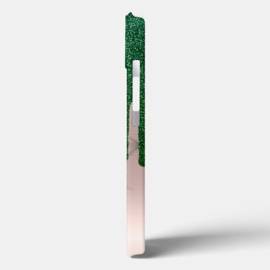 Elegant Green Glitter Drift Roos Gold Case-Mate iPhone Case (Achterkant / Links)