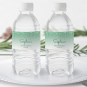 Elegant Green Glitter Drip 18e verjaardagsfeest Waterfles Etiket
