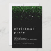 Elegant Green Glitter-kerstfeest Black Kaart (Voorkant)
