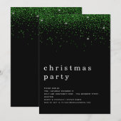 Elegant Green Glitter-kerstfeest Black Kaart (Voorkant / Achterkant)