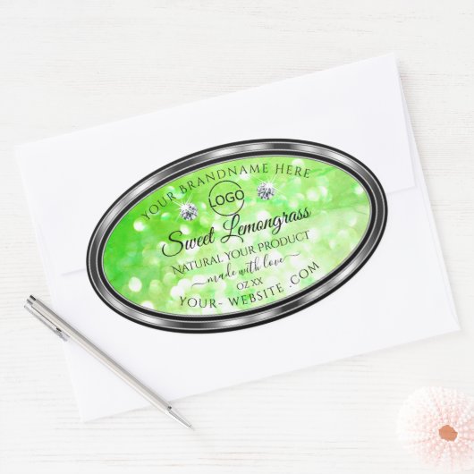 Elegant Green Glitter Product Labels Diamonds Logo (Envelop)