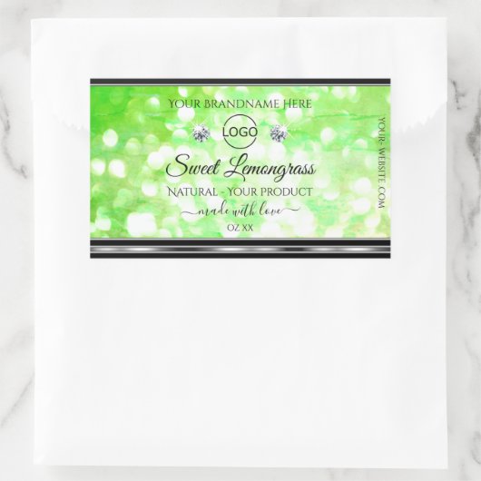 Elegant Green Glitter Product Labels Diamonds Logo (Tas)