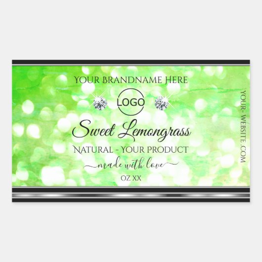Elegant Green Glitter Product Labels Diamonds Logo (Voorkant)