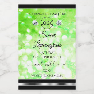 Elegant Green Glitter Product Labels Diamonds Logo Voedselcontainer Etiket