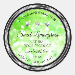 Elegant Green Glitter Product Labels Rhinestones