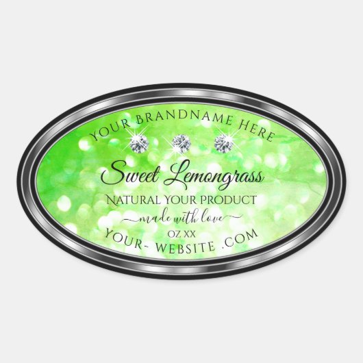 Elegant Green Glitter Product Labels Rhinestones (Voorkant)