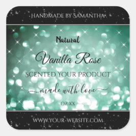 Elegant Green Glitter Sparkle Stars Product Labels