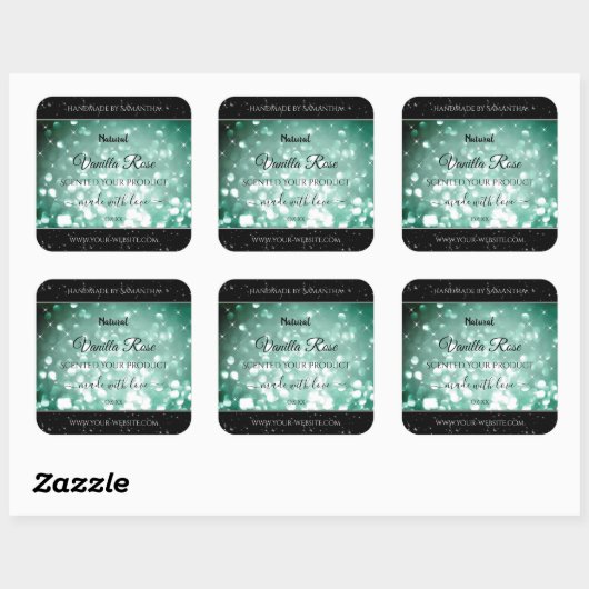 Elegant Green Glitter Sparkle Stars Product Labels (Vel)