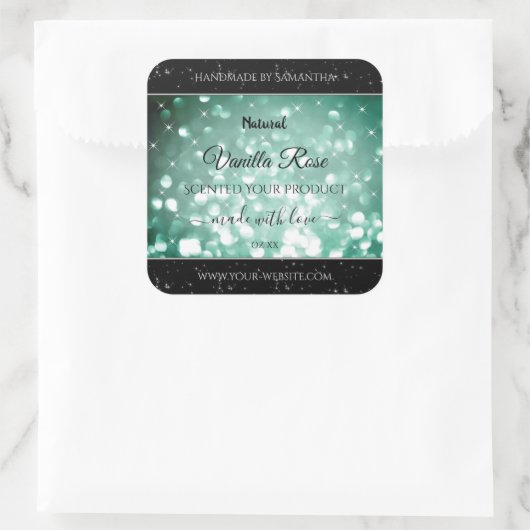 Elegant Green Glitter Sparkle Stars Product Labels (Tas)