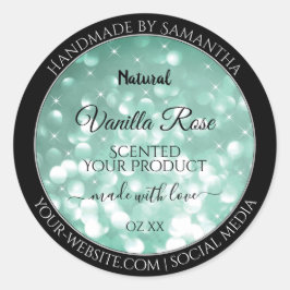 Elegant Green Glitter Sparkle Stars Product Labels