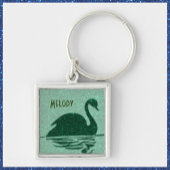 Elegant Green Glitter Swan Sleutelhanger