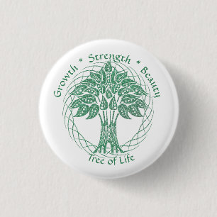 Elegant Green Glitter Tree of Life Growth Sterkte Ronde Button 3,2 Cm