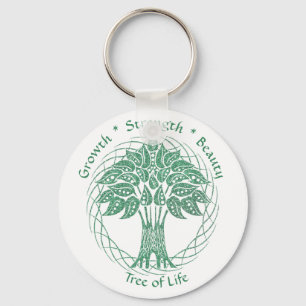 Elegant Green Glitter Tree of Life Growth Sterkte Sleutelhanger