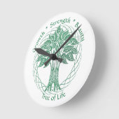Elegant Green Glitter Tree of Life Zen Yoga Ronde Klok (Hoek)
