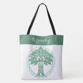 Elegant Green Glitter Tree of Life Zen Yoga Tote Bag (Achterkant)