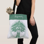 Elegant Green Glitter Tree of Life Zen Yoga Tote Bag (Dichtbij)
