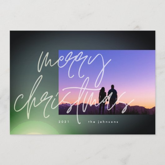 Elegant Green Glow-kerstgradiënt Ombre Feestdagenkaart (Voorkant)