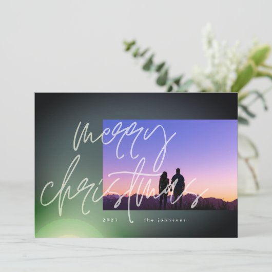 Elegant Green Glow-kerstgradiënt Ombre Feestdagenkaart (Staand voorkant)