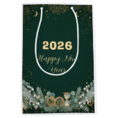 Elegant Green Gold 20XX New Year's Eve Celebration Medium Cadeauzakje (Voorkant)