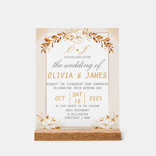 Elegant Green & Gold Acrylic Welcome Sign Acryl Bord (Voorkant)