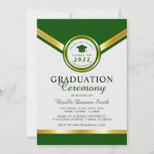 Elegant Green Gold Afstuderen Ceremony Uitnodiging (Voorkant)