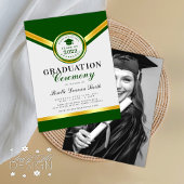 Elegant Green Gold Afstuderen Ceremony Uitnodiging