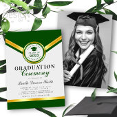 Elegant Green Gold Afstuderen Ceremony Uitnodiging