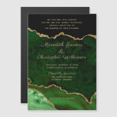 Elegant Green Gold Agate Glitter Wedding Magnetische Uitnodiging (Voorkant / Achterkant)