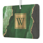 Elegant Green Gold Agate Monogram Luchtverfrisser (Links)