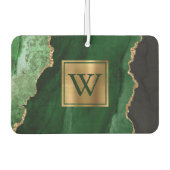 Elegant Green Gold Agate Monogram Luchtverfrisser (Voorkant)