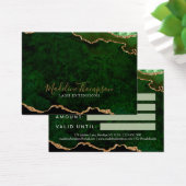 Elegant Green Gold Agate Zakelijk Cadeaubon Visitekaartje (Bureau)