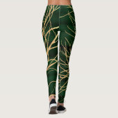 Elegant Green Gold Autumn Tree Tekening Leggings (Achterkant)