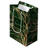 Elegant Green Gold Autumn Tree Tekening Medium Cadeauzakje (Voorkant Gekanteld)