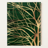 Elegant Green Gold Autumn Tree Tekening Planner (Achterkant)