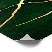 Elegant Green Gold Autumn Tree Tekening Poster (Hoek)