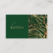 Elegant Green Gold Autumn Tree Tekening Visitekaartje (Voorkant)