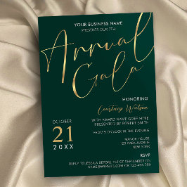 Elegant Green & Gold Bedrijfs Evenement Jaarlijks Kaart