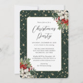 Elegant Green Gold Botanical Christmas Party Kaart (Voorkant)