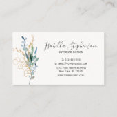 Elegant Green Gold Botanical Leaf Visitekaartje (Achterkant)