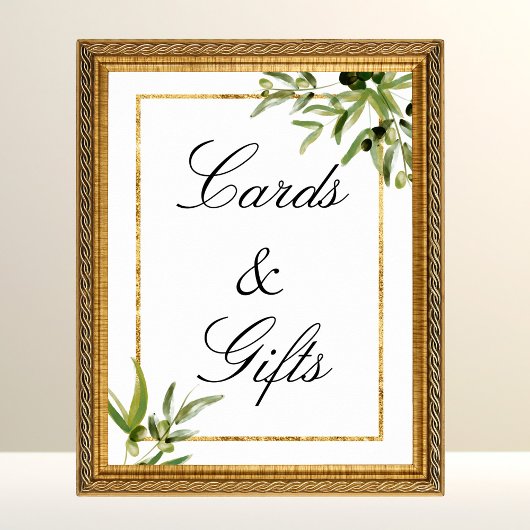 Elegant Green Gold Botanical Vine Kaarten & Giften Poster