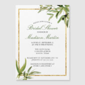 Elegant Green Gold Botanical Vine Vrijgezellenfees Magnetische Uitnodiging (Voorkant)