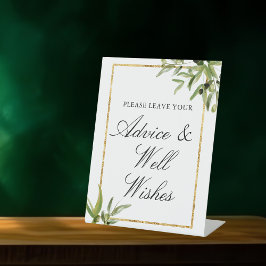 Elegant Green Gold Botanical Vine Weddenvice Advic Reclamebord Met Voetstuk