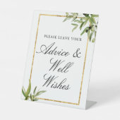Elegant Green Gold Botanical Vine Weddenvice Advic Reclamebord Met Voetstuk (Voorkant)