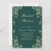 Elegant Green Gold Bridal Shower Invitation Kaart (Voorkant)