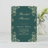 Elegant Green Gold Bridal Shower Invitation Kaart (Staand voorkant)