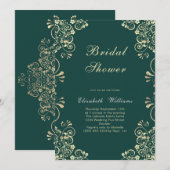Elegant Green Gold Bridal Shower Invitation Kaart (Voorkant / Achterkant)